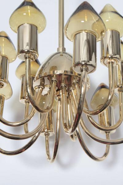Hans Agne Jakobsson Hans Agne Jakobsson Brass Amber Glass Chandelier