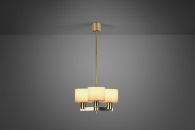 Hans Agne Jakobsson Hans Agne Jakobsson Brass Chandelier for AB Markaryd Sweden 1950s