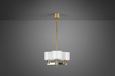 Hans Agne Jakobsson Hans Agne Jakobsson Brass Chandelier for AB Markaryd Sweden 1950s