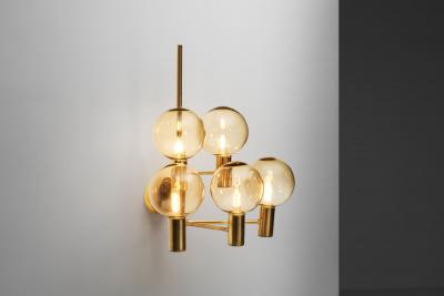 Hans Agne Jakobsson Hans Agne Jakobsson Brass Wall Lamp with Smoked Glass Shades Sweden 1960s