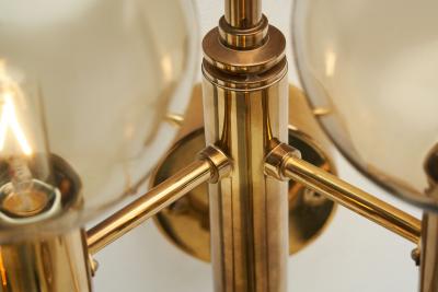 Hans Agne Jakobsson Hans Agne Jakobsson Brass Wall Lamp with Smoked Glass Shades Sweden 1960s