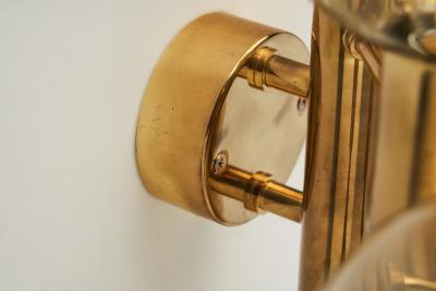 Hans Agne Jakobsson Hans Agne Jakobsson Brass Wall Lamp with Smoked Glass Shades Sweden 1960s