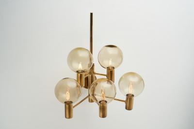 Hans Agne Jakobsson Hans Agne Jakobsson Brass Wall Lamp with Smoked Glass Shades Sweden 1960s
