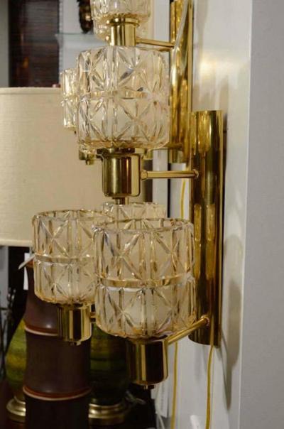 Hans Agne Jakobsson Hans Agne Jakobsson Brass and Crystal Sconces