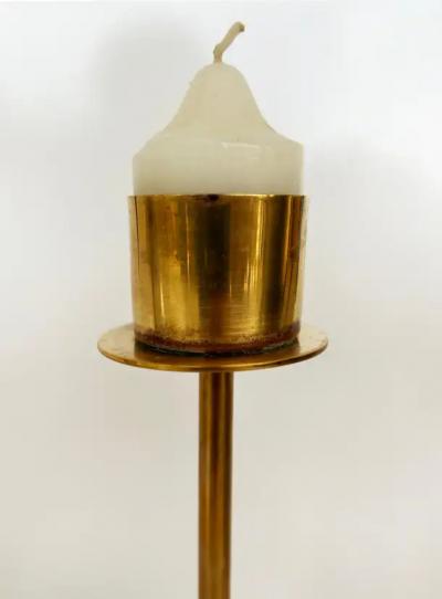 Hans Agne Jakobsson Hans Agne Jakobsson Brass and Glass Candlesticks for AB Sweden c1970s Set 3