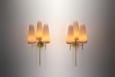 Hans Agne Jakobsson Hans Agne Jakobsson Brass and Glass Wall Sconces for AB Markaryd Sweden 1950s