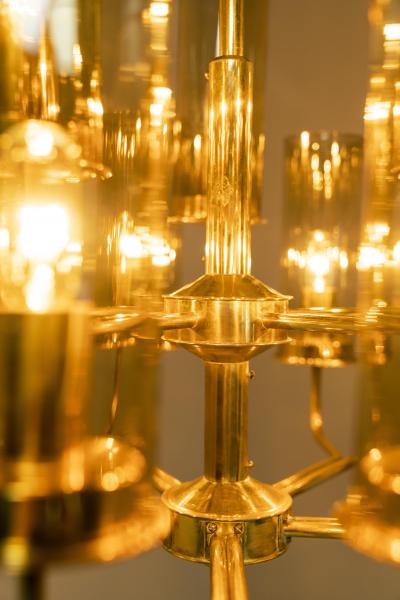 Hans Agne Jakobsson Hans Agne Jakobsson Chandelier Model T434 15 in Brass and Glass Sweden 1960s