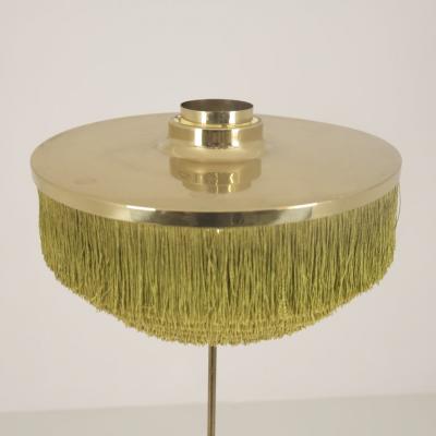 Hans Agne Jakobsson Hans Agne Jakobsson Floor Lamp Model G100 Brass Green Fringes Markaryd 1960s