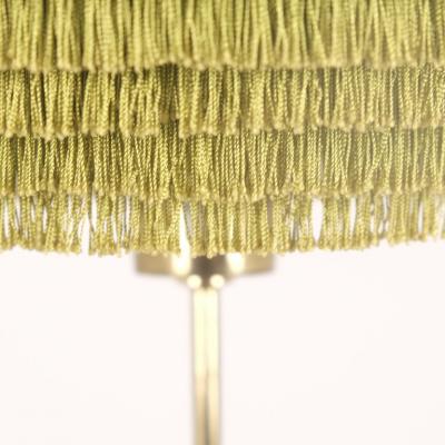 Hans Agne Jakobsson Hans Agne Jakobsson Floor Lamp Model G100 Brass Green Fringes Markaryd 1960s