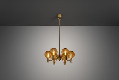Hans Agne Jakobsson Hans Agne Jakobsson Patricia T372 6 Glass Chandelier Sweden 1960s