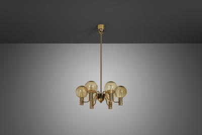 Hans Agne Jakobsson Hans Agne Jakobsson Patricia T372 6 Glass Chandelier Sweden 1960s