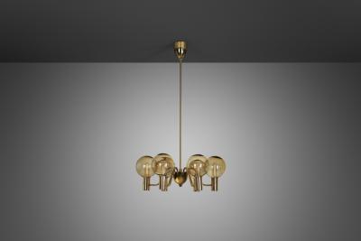 Hans Agne Jakobsson Hans Agne Jakobsson Patricia T372 6 Glass Chandelier Sweden 1960s