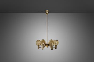 Hans Agne Jakobsson Hans Agne Jakobsson Patricia T372 6 Glass Chandelier Sweden 1960s