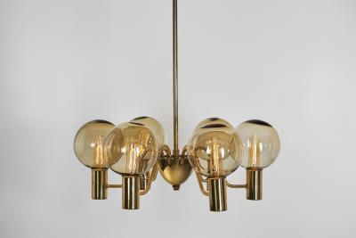 Hans Agne Jakobsson Hans Agne Jakobsson Patricia T372 6 Glass Chandelier Sweden 1960s
