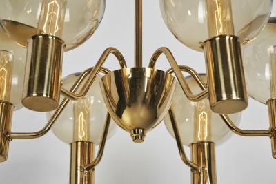 Hans Agne Jakobsson Hans Agne Jakobsson Patricia T372 6 Glass Chandelier Sweden 1960s
