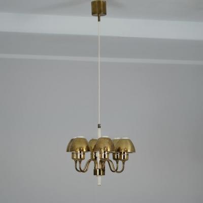 Hans Agne Jakobsson Hans Agne Jakobsson Perforated Brass Chandelier Model T 526 for Markaryd 1960s