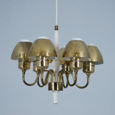 Hans Agne Jakobsson Hans Agne Jakobsson Perforated Brass Chandelier Model T 526 for Markaryd 1960s
