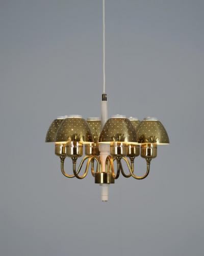 Hans Agne Jakobsson Hans Agne Jakobsson Perforated Brass Chandelier Model T 526 for Markaryd 1960s