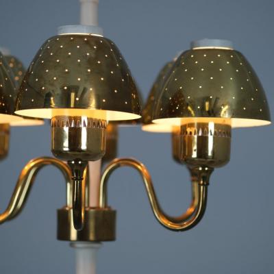Hans Agne Jakobsson Hans Agne Jakobsson Perforated Brass Chandelier Model T 526 for Markaryd 1960s