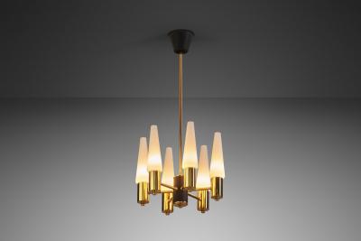 Hans Agne Jakobsson Hans Agne Jakobsson Six Armed Chandelier for AB Markaryd attr Sweden 1960s