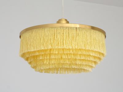 Hans Agne Jakobsson Hans Agne Jakobsson T 603 Fringe Pendant Light Brass and Silk Sweden 1960s