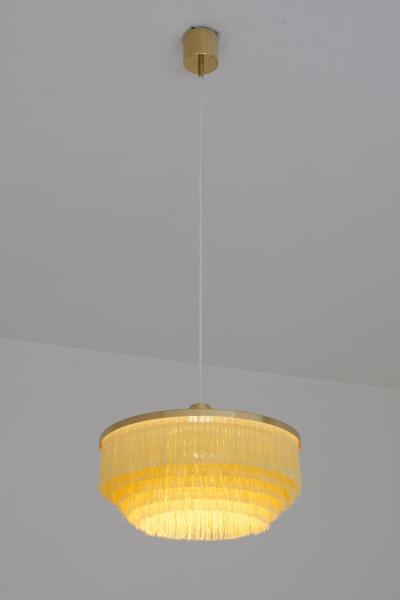 Hans Agne Jakobsson Hans Agne Jakobsson T 603 Fringe Pendant Light Brass and Silk Sweden 1960s
