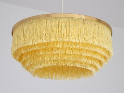 Hans Agne Jakobsson Hans Agne Jakobsson T 603 Fringe Pendant Light Brass and Silk Sweden 1960s