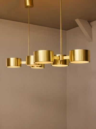 Hans Agne Jakobsson Hans Agne Jakobsson Three Arm Brass Chandeliers for AB Markaryd Sweden