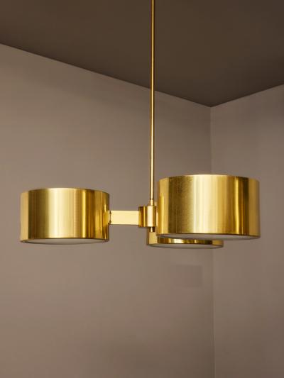Hans Agne Jakobsson Hans Agne Jakobsson Three Arm Brass Chandeliers for AB Markaryd Sweden