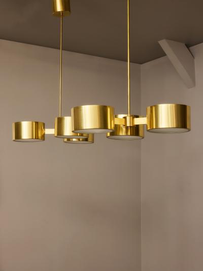 Hans Agne Jakobsson Hans Agne Jakobsson Three Arm Brass Chandeliers for AB Markaryd Sweden