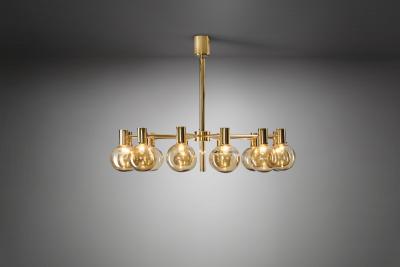 Hans Agne Jakobsson Hans Agne Jakobsson Twelve Light Chandelier Sweden 1950s