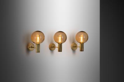 Hans Agne Jakobsson Hans Agne Jakobsson V 149 Set of 3 Wall Sconces for AB Markaryd Sweden 1960s
