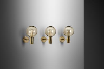 Hans Agne Jakobsson Hans Agne Jakobsson V 149 Set of 3 Wall Sconces for AB Markaryd Sweden 1960s