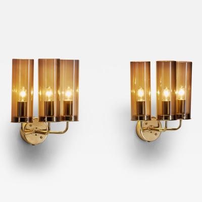 Hans Agne Jakobsson Hans Agne Jakobsson V169 3 Wall Sconces for AB Markaryd Sweden 1960s