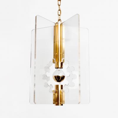 Hans Agne Jakobsson LUCITE AND BRASS LANTERN PENDANT BY HANS AGNE JAKOBSSON FOR MARKARYD