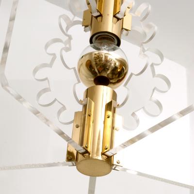Hans Agne Jakobsson LUCITE AND BRASS LANTERN PENDANT BY HANS AGNE JAKOBSSON FOR MARKARYD