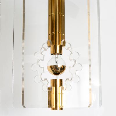 Hans Agne Jakobsson LUCITE AND BRASS LANTERN PENDANT BY HANS AGNE JAKOBSSON FOR MARKARYD
