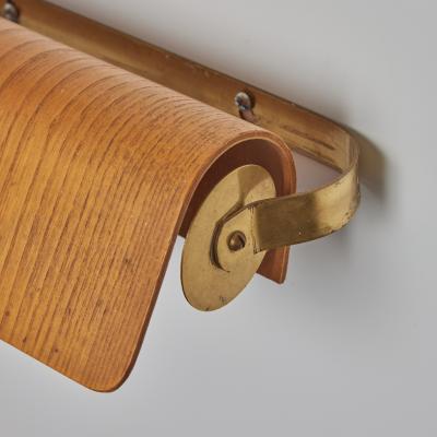 Hans Agne Jakobsson Pair of 1960s Wood Brass Wall Lamps Attributed to Hans Agne Jakobsson