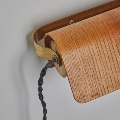 Hans Agne Jakobsson Pair of 1960s Wood Brass Wall Lamps Attributed to Hans Agne Jakobsson