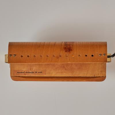 Hans Agne Jakobsson Pair of 1960s Wood Brass Wall Lamps Attributed to Hans Agne Jakobsson