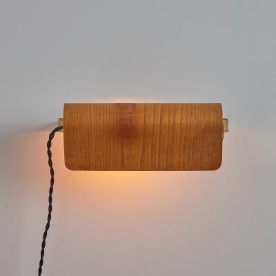 Hans Agne Jakobsson Pair of 1960s Wood Brass Wall Lamps Attributed to Hans Agne Jakobsson
