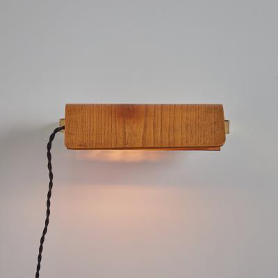 Hans Agne Jakobsson Pair of 1960s Wood Brass Wall Lamps Attributed to Hans Agne Jakobsson