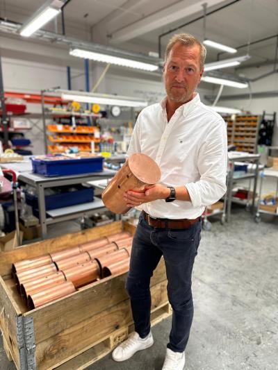 Hans Agne Jakobsson Pair of Hans Agne Jakobsson C 627 110 Rulle Raw Brass Outdoor Sconces