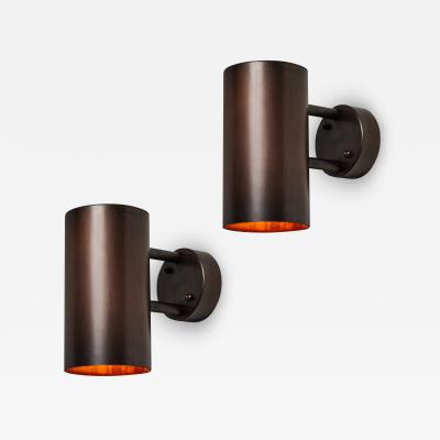 Hans Agne Jakobsson Pair of Hans Agne Jakobsson C627 110 Rulle Brown Patinated Outdoor Sconces