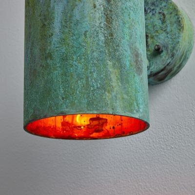 Hans Agne Jakobsson Pair of Hans Agne Jakobsson C627 110 Rulle Verdigris Patinated Outdoor Sconces