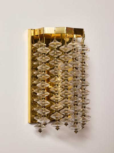 Hans Agne Jakobsson Pair of Hans Agne Jakobsson Model V 258 Estrella Brass and Glass Wall Sconces