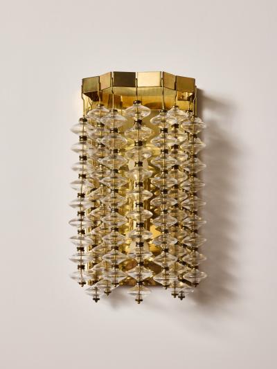 Hans Agne Jakobsson Pair of Hans Agne Jakobsson Model V 258 Estrella Brass and Glass Wall Sconces