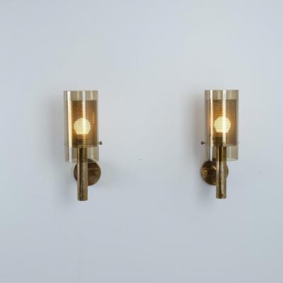 Hans Agne Jakobsson Pair of Hans Agne Jakobsson Scones Model V147 in Glass Brass 1960s
