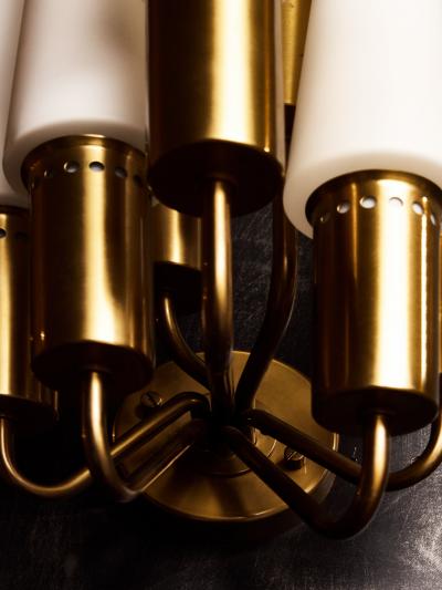 Hans Agne Jakobsson Pair of Hans Agne Jakobsson V 149 7 Brass and Opaline Glass Wall Sconces