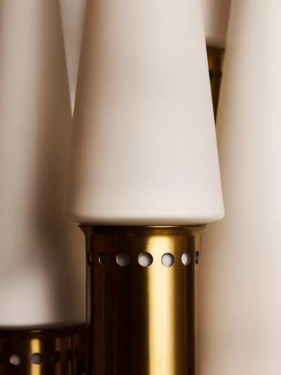 Hans Agne Jakobsson Pair of Hans Agne Jakobsson V 149 7 Brass and Opaline Glass Wall Sconces